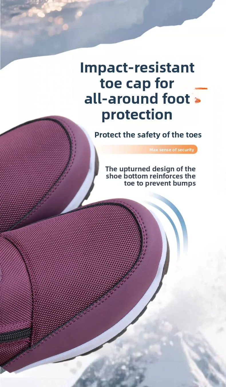 Damen Winter-Schneestiefel mit Kunstfell-Futter, seitlichem Reißverschluss, kurze Knöchelstiefel, rutschfeste dicke Gummisohle, warme Outdoor-Freizeitschuhe für den Winter. – Detail 6