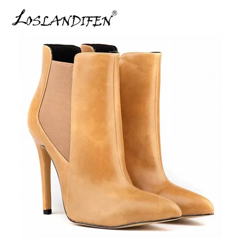 Women Ankle Boots Winter Warm Zip Pointed Toe Footwear 11CM High Heels Female Boots Short Botas Ladies Elegant Shoes Large Size