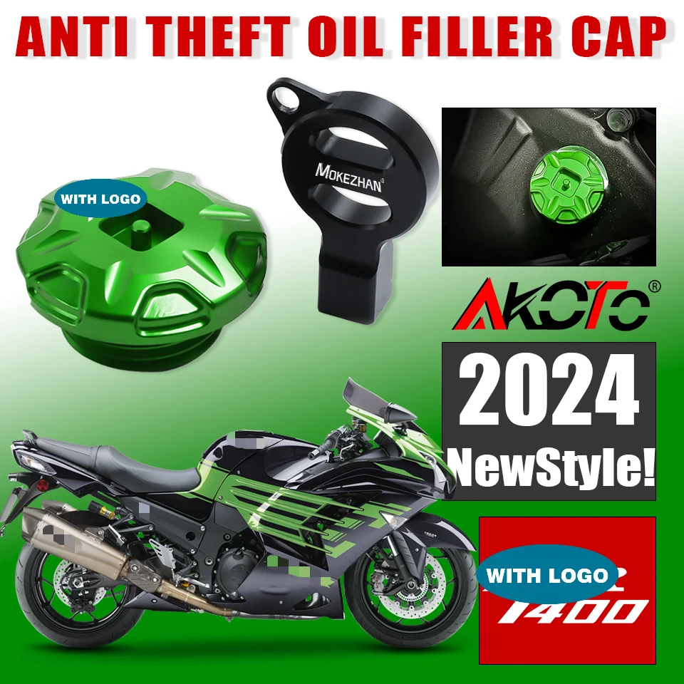 

NEW Motorcycles Anti theft Oil Filler Cap Engine Oil Plug Cover For KAWASAKI NINJA ZZR 250 400 600 1100 1200 1400 ZZR1400 ZZR600