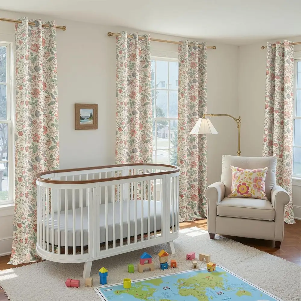 90 rosa 95 % Verdunkelungsvorhänge, Frühlingsblumenmuster, ideal für Mädchenzimmer und Wohnräume, Tülle oben, 2er-Set