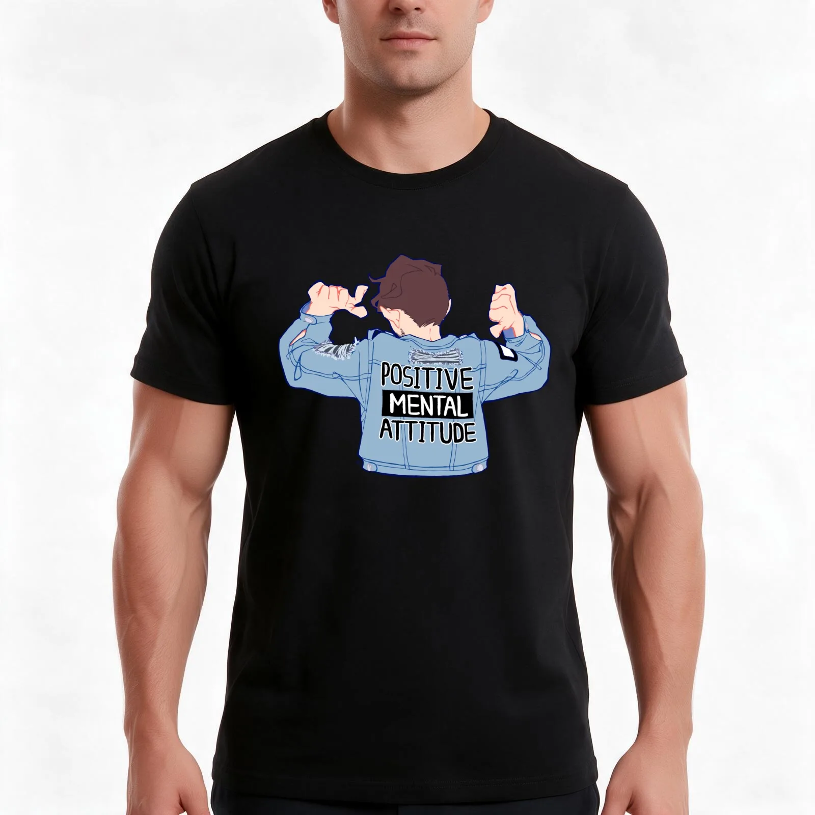 Positive Mental Attitude! T-Shirt, Summer Casual Cotton Tee, Oversized Streetwear Tops, Vintage Graphic Print, Unisex Men Women