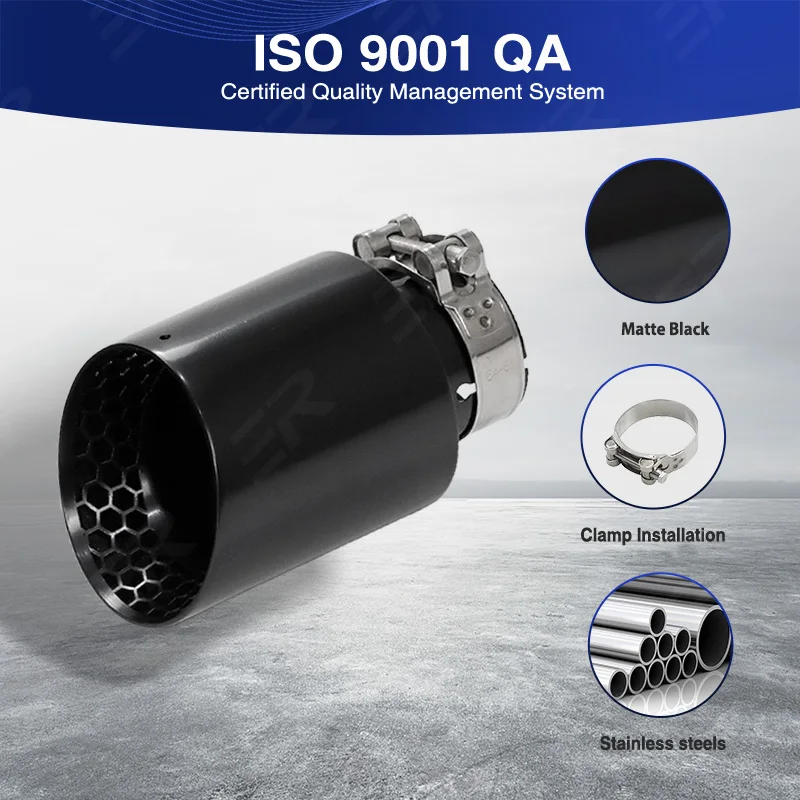 1Piece New Style ER Matte Black Stainless Exhaust Pipe Car Muffler Tip modify auto accessories Support Customized Logos