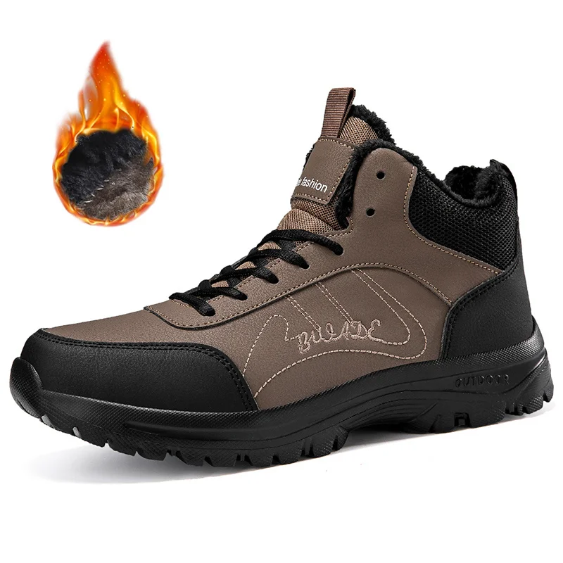 

New Men's Winter Boots Warm Plush Snow Boots High Quality Waterproof High-Top Men's Ankle Boots Outdoor Men Hiking Boots Sneaker