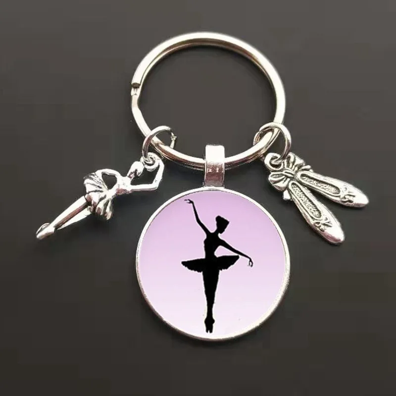 Ballerina Figure Silhouette Keychain Ballet Glass Pendant Charm Keychain Lover Gifts Customizable