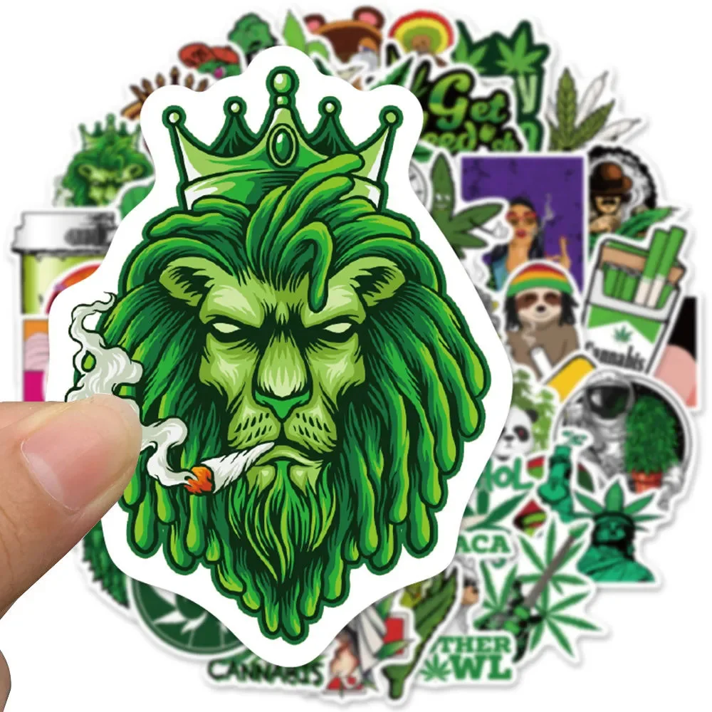 10/30/50/100PCS Weed Stickers Vinyl Marijuana Decals Funny Smoke Waterproof Aesthetic Stickers for Laptop Bike Bottle Skateboard