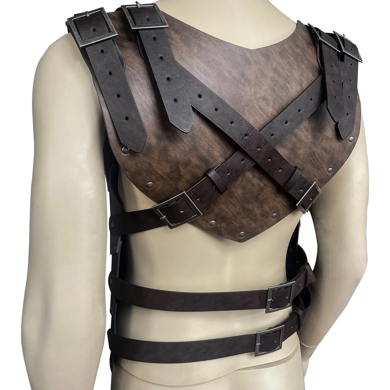 Viking Medieval Leather Chest Armor Nordic Warrior PU Leather Vest for Cosplay Halloween Party LARP Stage Performance Costume