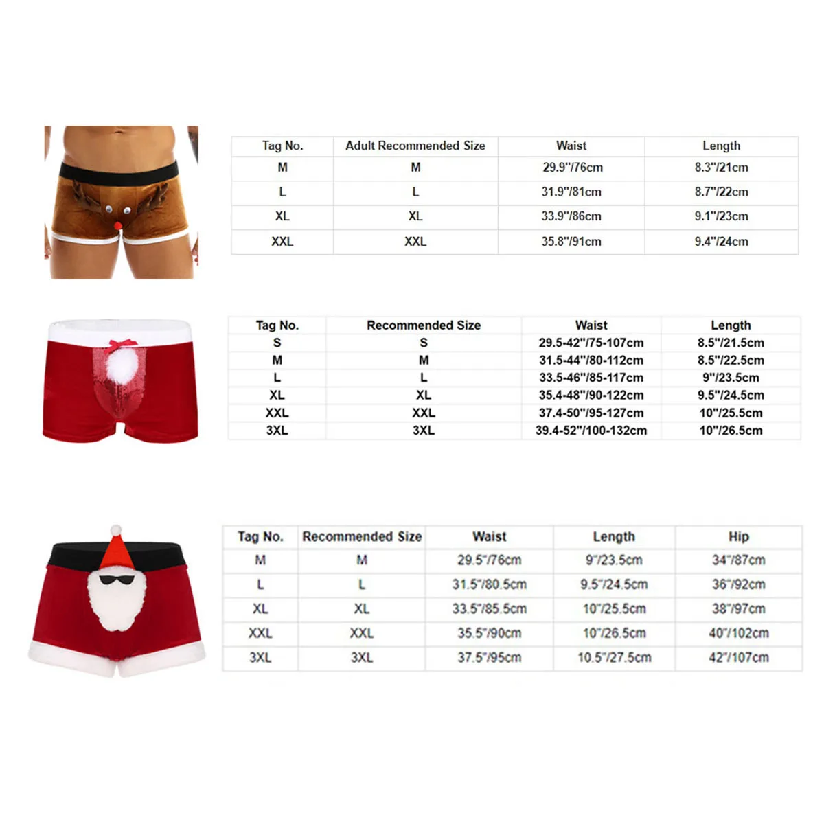 Hot Sexy Men\'s Panties Christmas Underwear Holiday Elk Boxer Shorts Santa Claus Costume Xmas Festival Rave Party Male Underpants