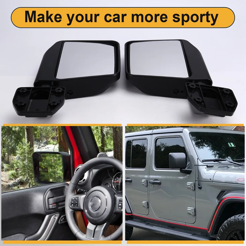 Rear View Mirror Car Door Side Wing Mirror Sansour Side Mirror For Jeep Wrangler JK JL JT 2007-2024