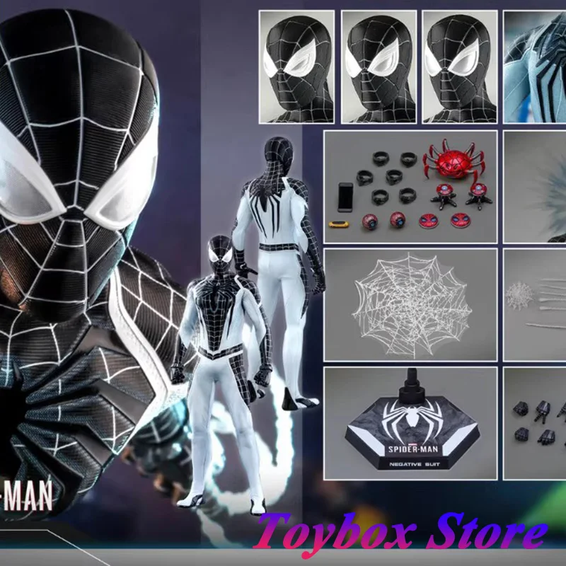 

HOTTOYS HT VGM36 1/6 Collectible Spider-Man Negative Suit Action Figure Movie Super Hero Delicate 12" Male Soldier Model Doll