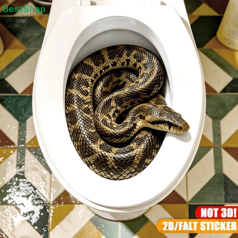 Creative And Realistic Toilet Cover Snake In A Hole Prank Sticker Spooky And Fun Bathroom Decal