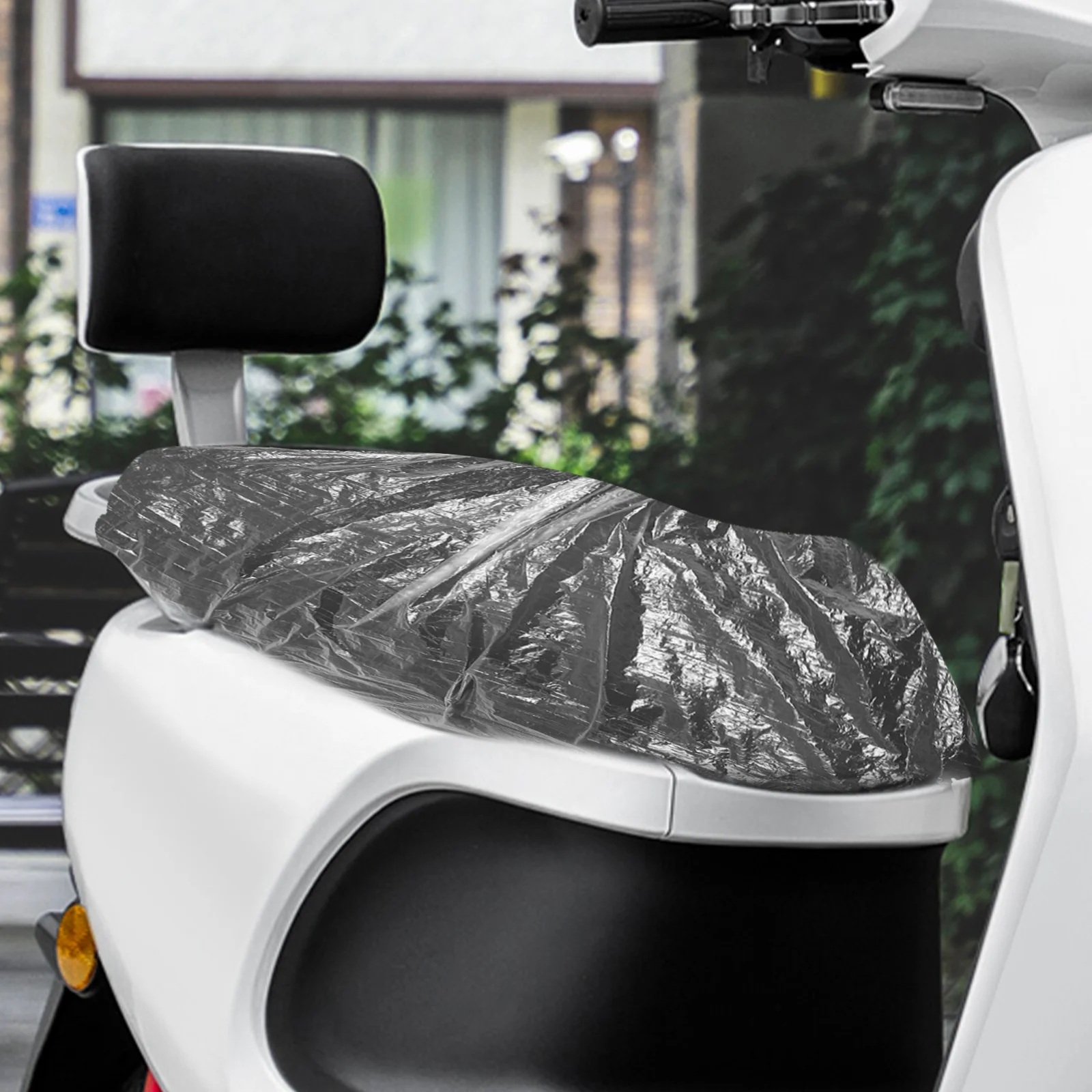 

100Pcs Waterproof Scooter Seat Covers Plastic Moped Seat Rain Protector Easy Installation Scooter Seats Cover Moped Seats Cover