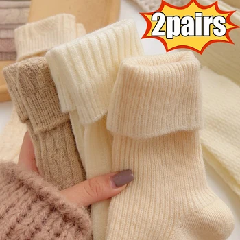 Calze lunghe alte termiche in lana e cashmere calde autunno inverno Donne Ragazze Casa che dorme Calzini da pavimento a compressione bianchi neri