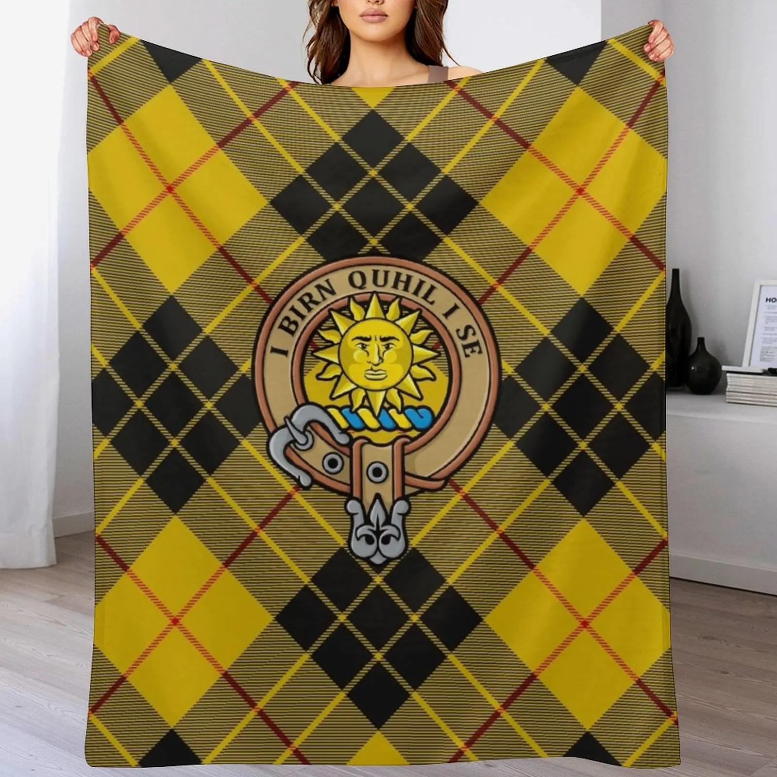 Clan MacLeod of Lewis Crest Throw Blanket Soft Solid Color Blanket for Couch Bed