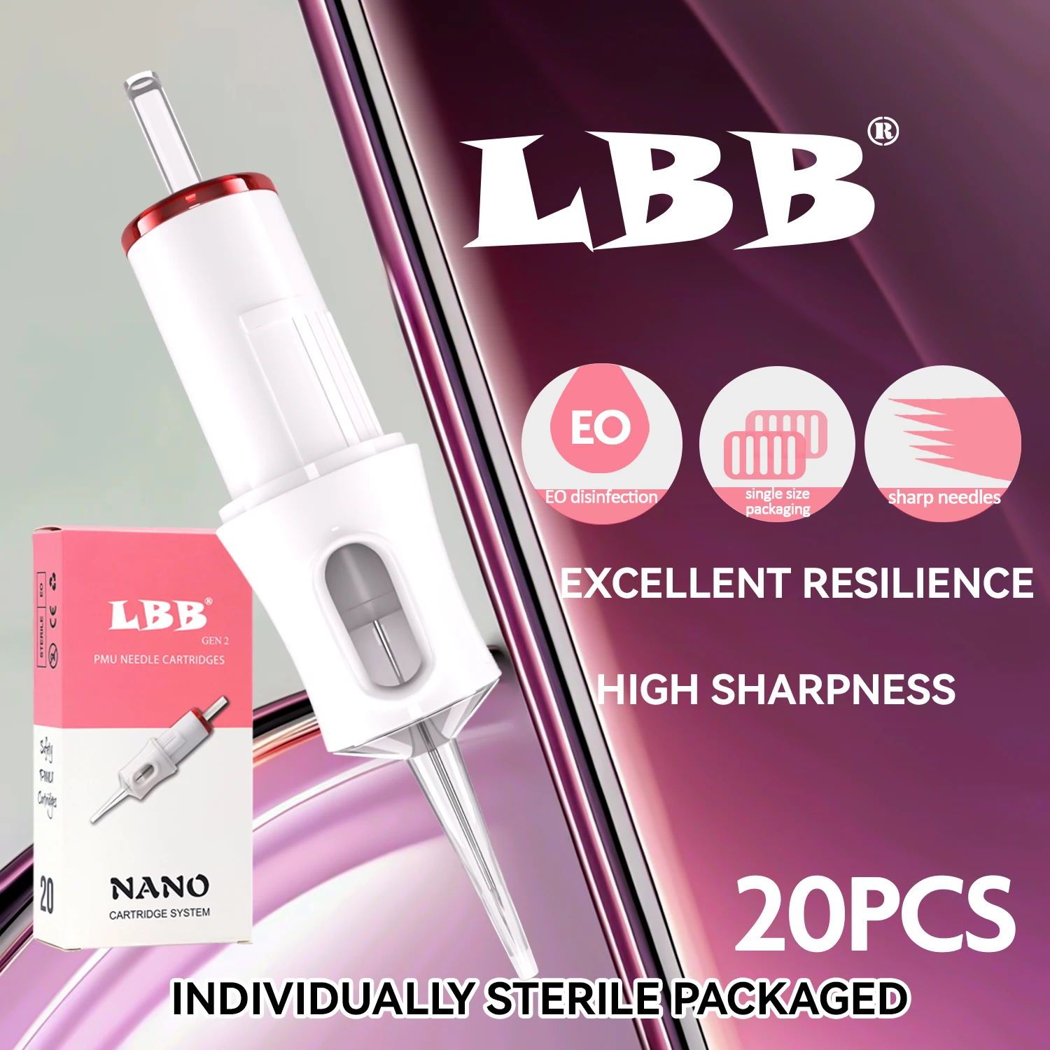 Premium Quality LBB PMU SMP Sharp Disposable Sterile Eyebrows Tattoo Cartridge Needles Supply Permanent Makeup Needles 20 Pcs