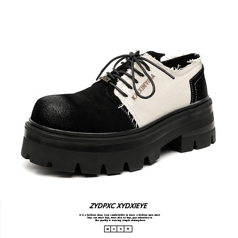 JY Männer 2025, explosive Derby-Schuhe, Herrenmode, Nischendesign, Wildleder-Arbeitsschuhe, Retro-britischer Stil, dicke Sohle, lässige Einzelschuhe