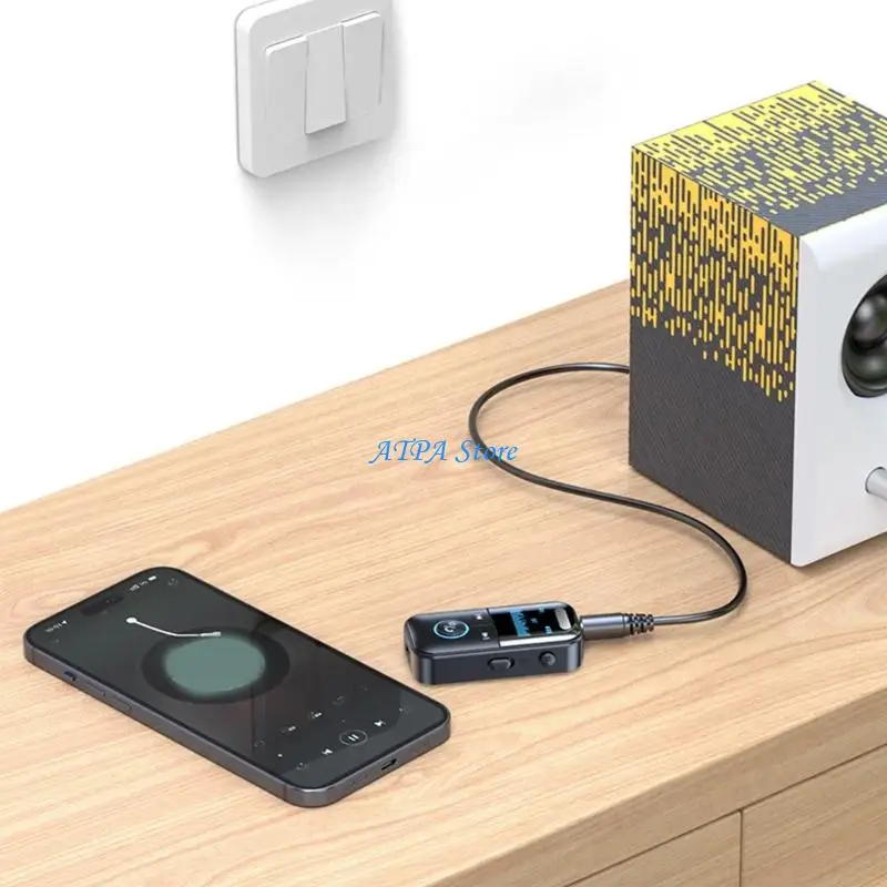 adaptador-audio-sem-fio-u13c-transmissor-receptor-35mm-aux-display-led-suporta-transmissao-longa-distancia-para