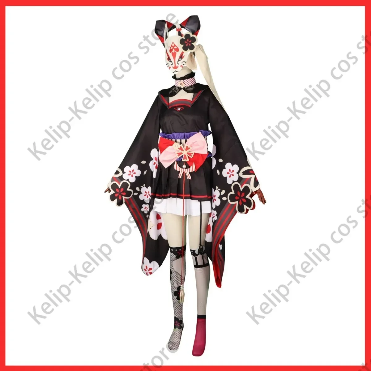 CosplayAnime Game Blue Archive Kosaka Wakamo Cosplay Costume Wig Japanese Kimono Lolita Dress Mask Woman Sexy Lovely Halloween S