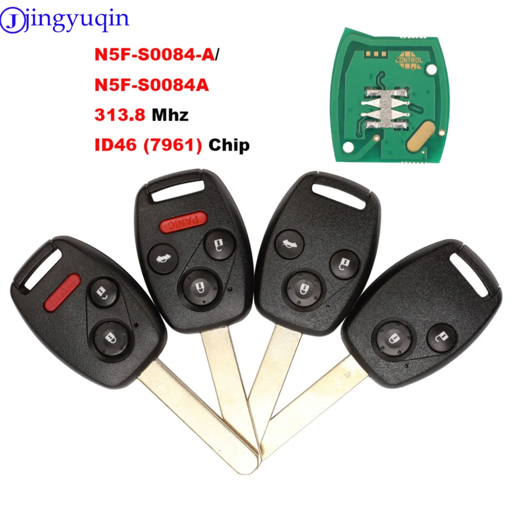 

jingyuqin N5F-S0084A 313.8MHz ID46 Chip Car Key Shell For Honda Accord 2003 2004 2005 2006 2007 Car Key Fob