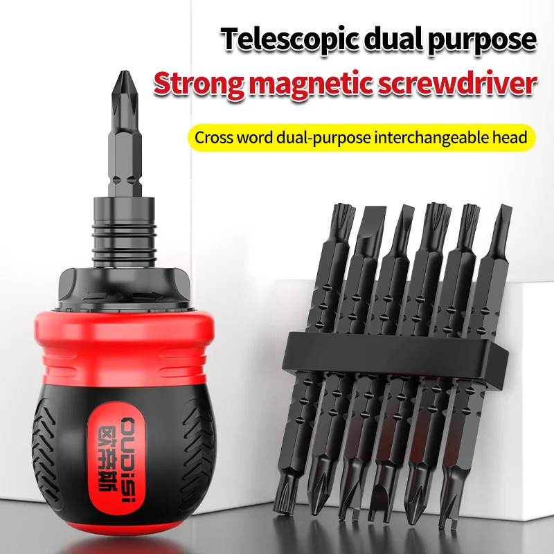 Mini 13 in 1 Ratchet Screwdriver Set Magnetic Handle Tool Labor-Saving Dual-purpose Head Hand Phillips Slotted Screwdriver
