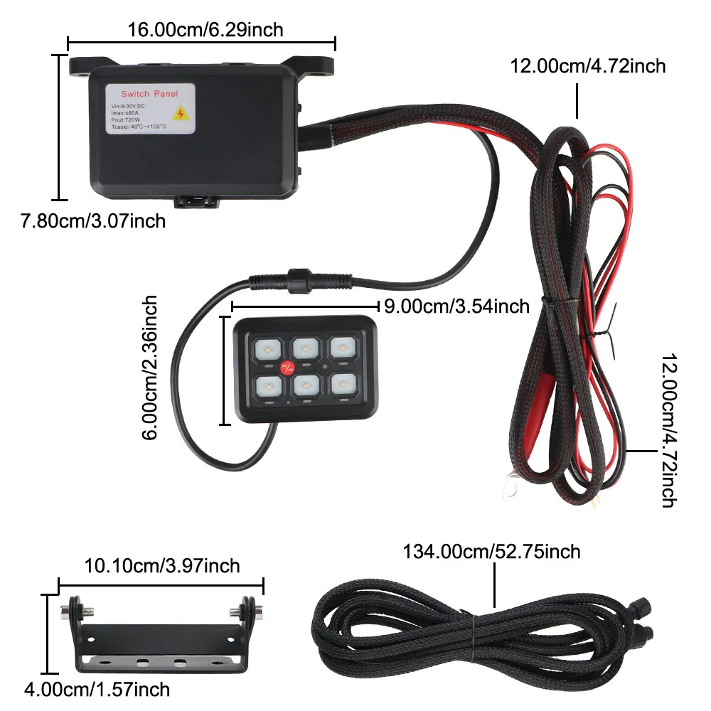 Light Senstive Control Panel Combination Switch Car accessories Light Switches Car LED Switch Panel 6 Gangs On Off Switch 12V