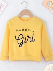 Daddy's Girl Print Minimalist Y2K Style Kids Sweater Yellow Baby Girls Comfy Hoodless Four Seasons Top Clothes Sweatshirts