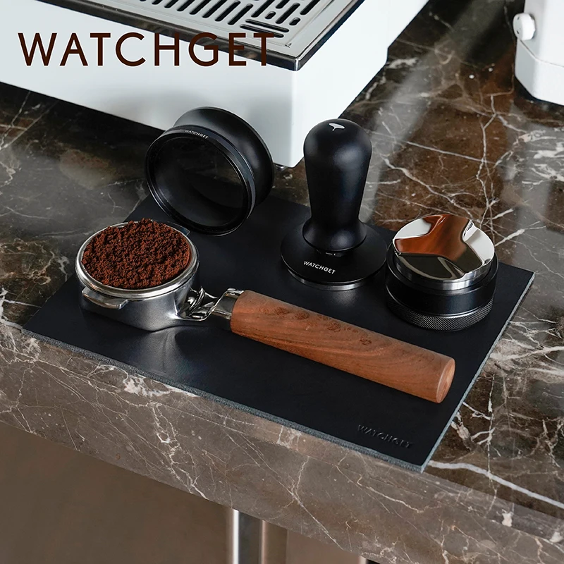 watchget Leather Espresso Tamper Mat, 7.08inch×9.6inch Coffee Tamp Station Cowhide Coffee Tamping Mat, Coffee Bar Mat