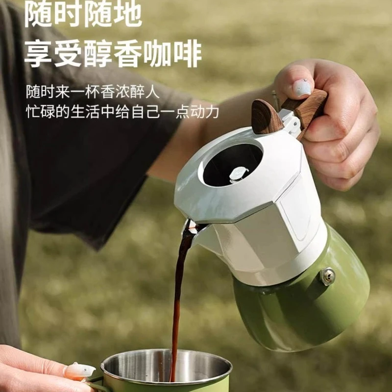 Portable Double Valve Moka Pot Compact Espresso Maker For Camping And Home Use