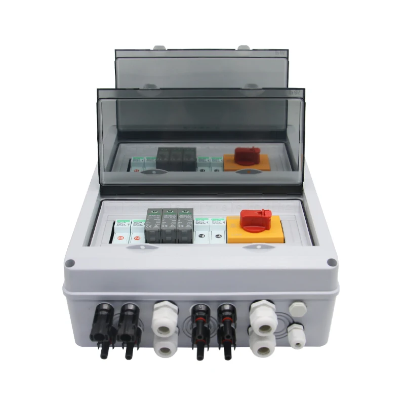 4 input 2 out DC 1000V Solar photovoltaic PV Combiner Box With Lightning Protection Fuse Isolator Switch SPD Waterproof Box IP65