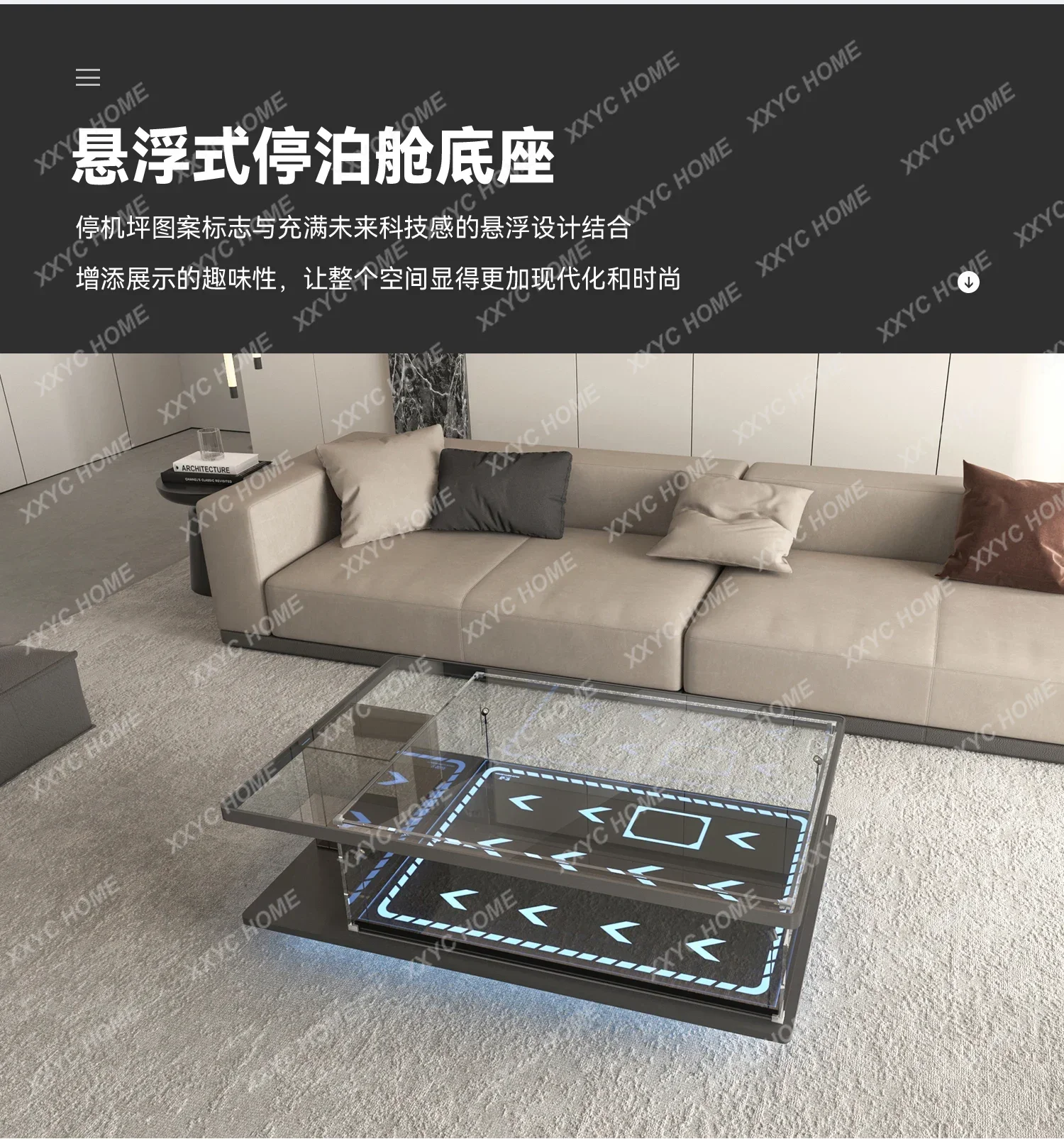 New arrive Modern simple living room home coffee table acrylic display box building block model dust cover advanced sense