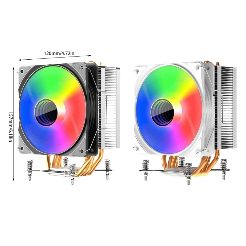 พัดลมระบายความร้อน CPU 4 Heatpipes PC หม้อน้ำพัดลมระบายความร้อน PWM พร้อม LED Y9RF