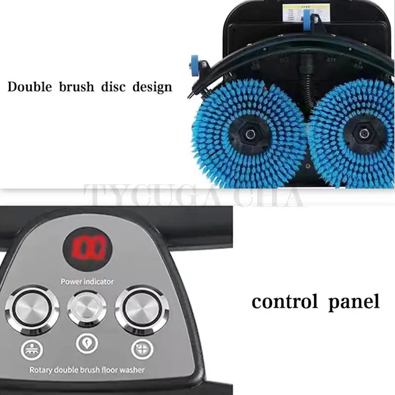 ماكينة تجفيف أرضية صغيرة 3 في 1 تعمل بالدفع اليدوي بتصميم فرشاة مزدوجة لمطعم الفندق والسوبر ماركت وتنظيف التنظيف