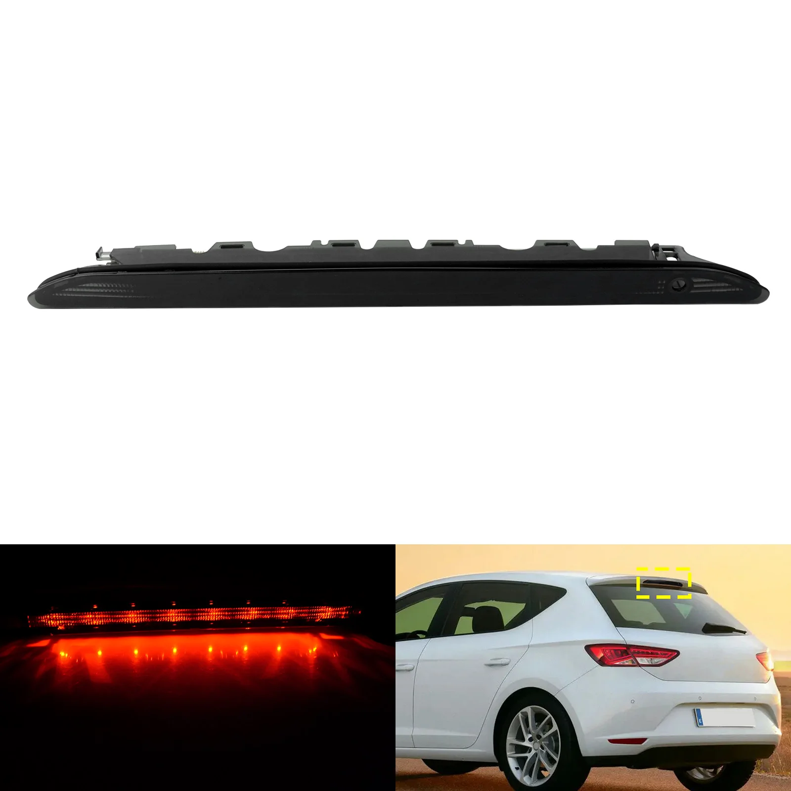 

Rear High Level Third LED Brake Stop Light Black Lens For Seat Leon 5F 2011-2016