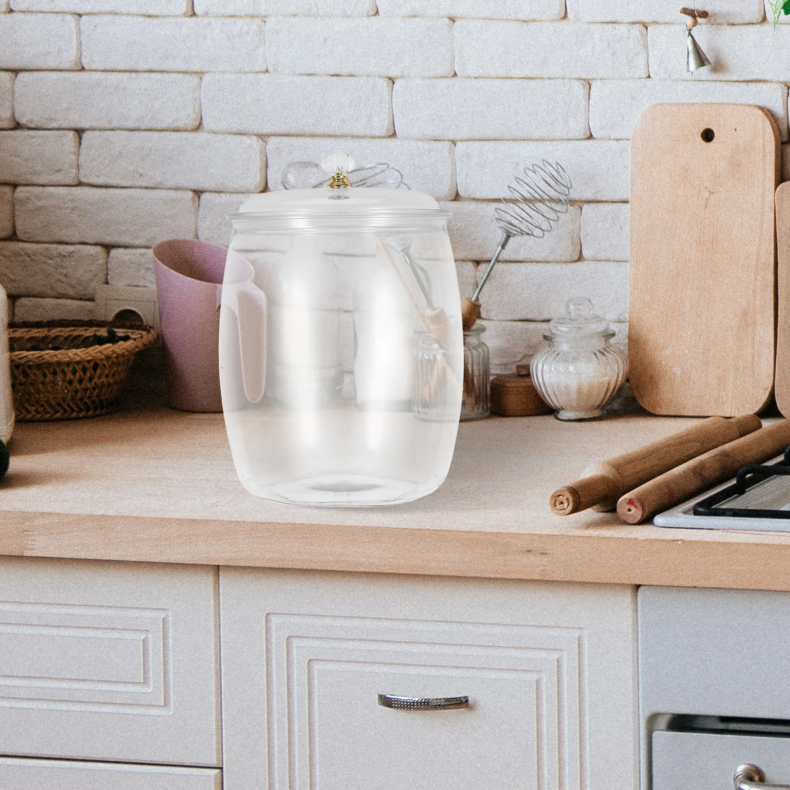 

Plastic Food Storage Jar Clear Cookie Container Airtight Lid Sugar Coffee Tea Canister Sealed Transparent Kitchen Storage