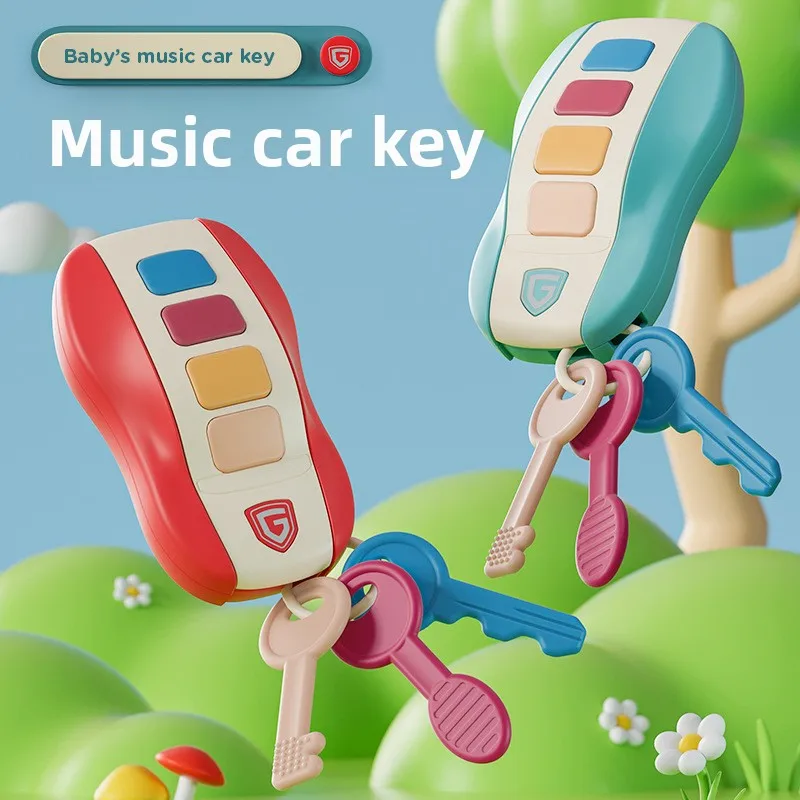 Früherziehung für Kinder, Simulationsauto, Fernbedienungsschlüssel, weicher Zahnkleber, kann importiert werden, Spielzeug-Baby-Puzzle mit Musikfunktion