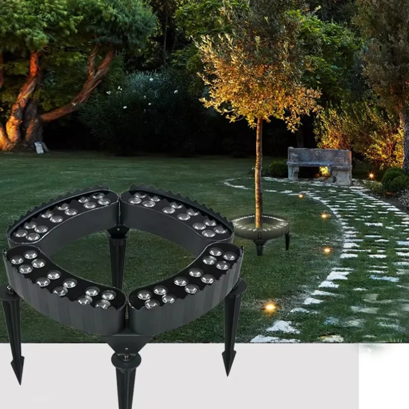 12W Black LED Solar Hug Tree Light Solar Hold Column Lamp Ring Garden Led Spot Light Ip65 Outdoor Landscape Spotlight