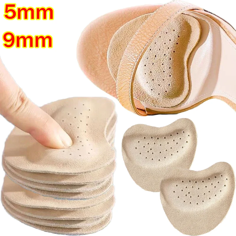 High Heels Shoe Pads for Women Leather Forefoot Non-slip Toe Cushions Pain Relief Half Insoles Foot Care Shoe Pads Stickers