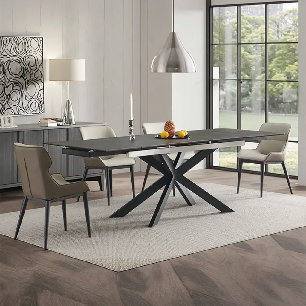 Minimally Designed Adjustable Metal Dining Table for Home Office Hotel and Apartment Versatile Living Room Furniture