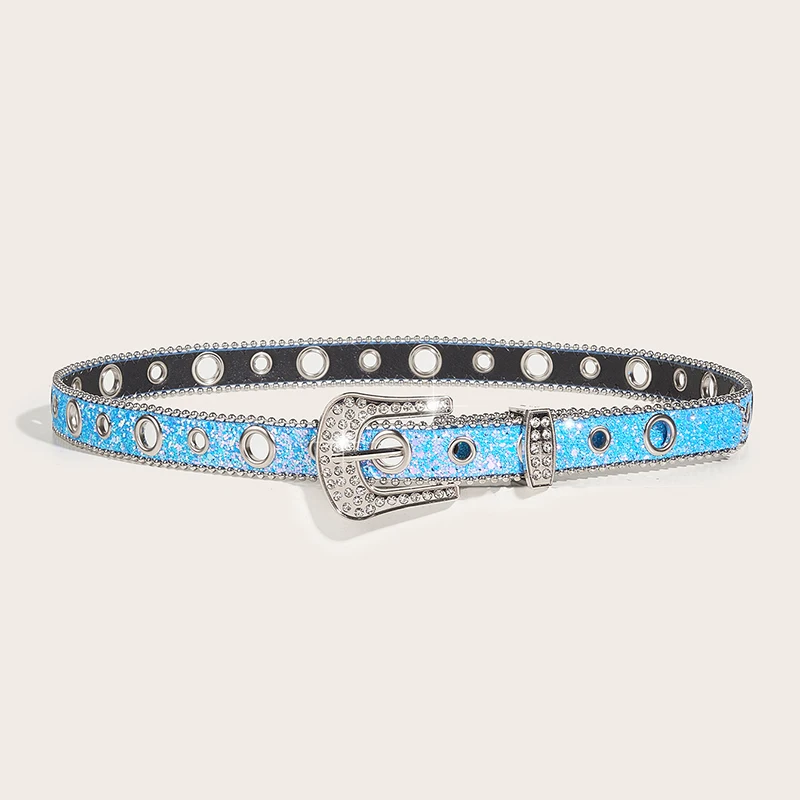 Water Diamond Belt Women\'s Thin Belt Decoration Personalized Sequin Jeans Belt Versatile Design