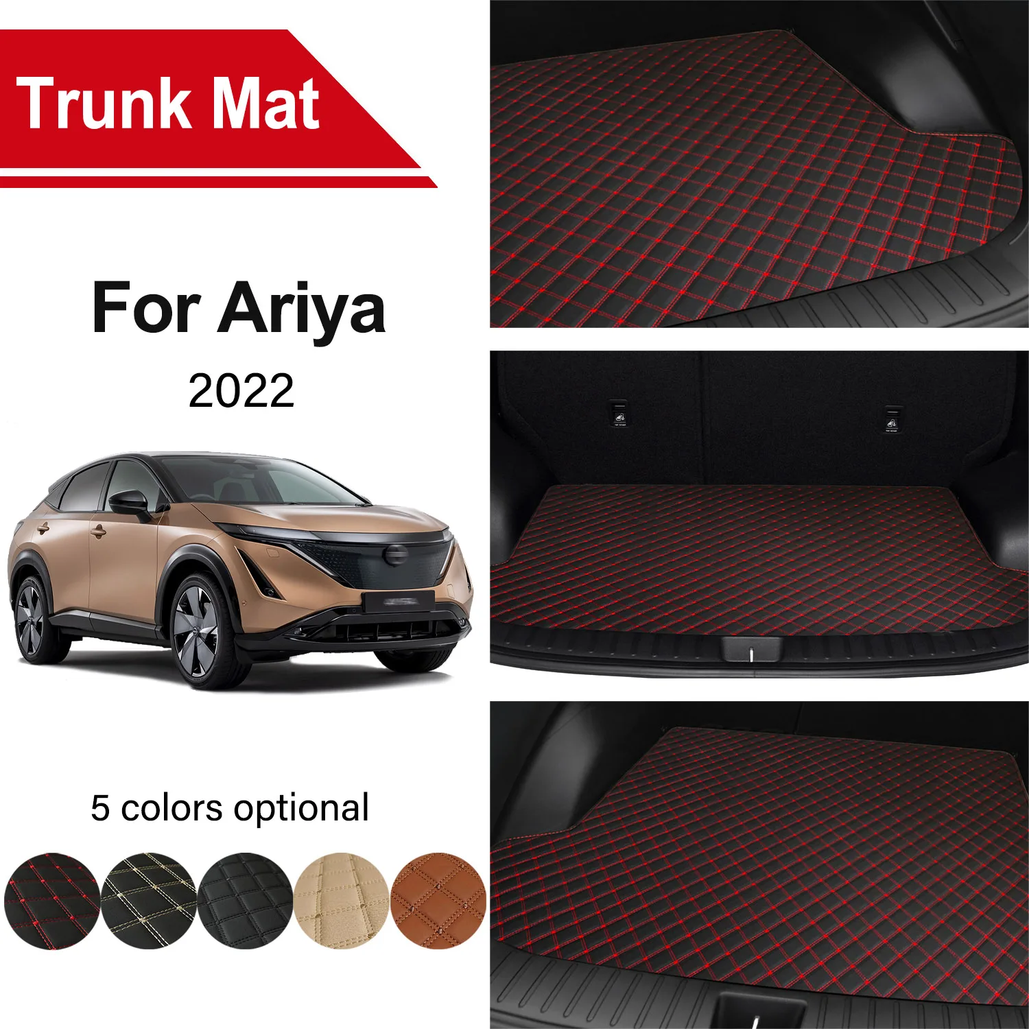 

Car Trunk Mat For Nissan Ariya 2022 Cargo Compartment Liner Replacement Carpet Embroidered Leather Waterproof Car Accessories