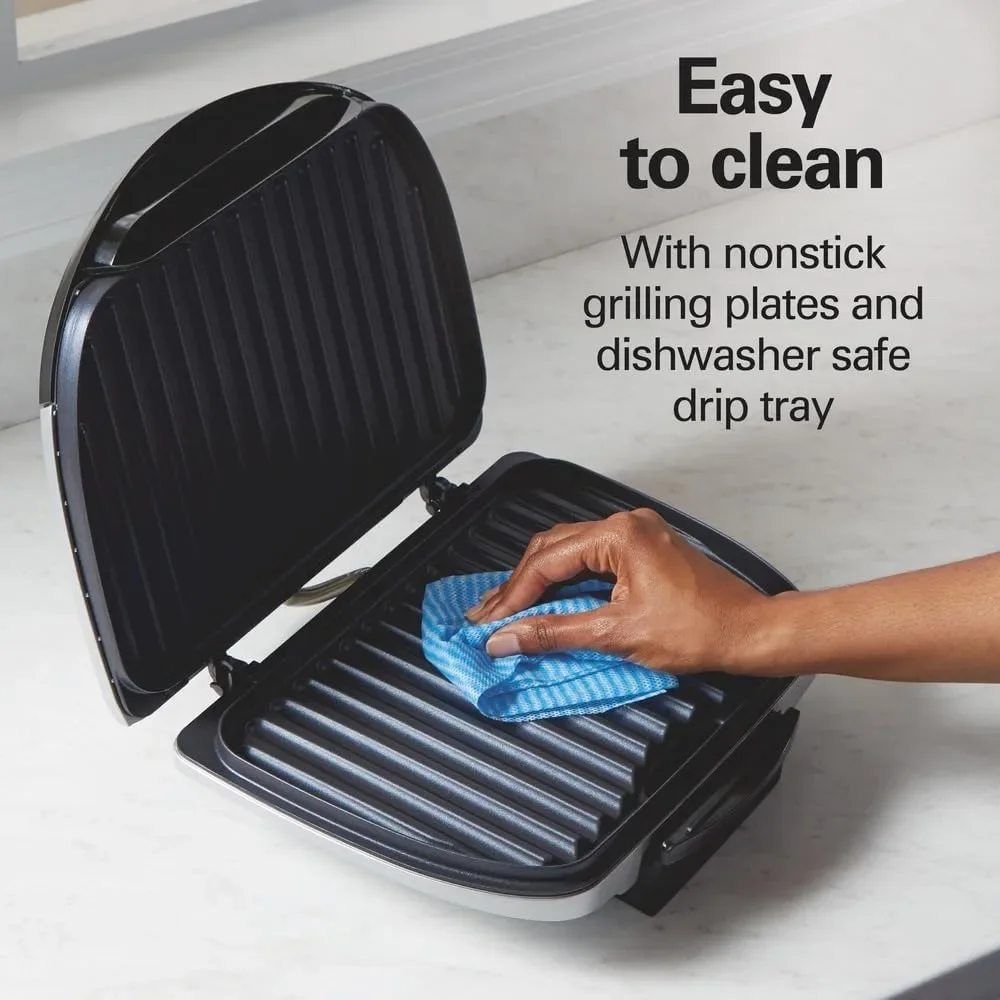 

Electric Indoor Grill, 6-Serving, Large 90 sq. in. Nonstick Easy Clean Plates, Floating Hinge for Thicker Foods, 1200 Watts