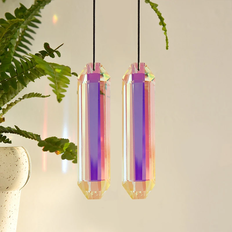 76/120mm Rainbow Reflection Crystal Suncatcher Faceted Glass Chandelier Prism Replacement Pendant