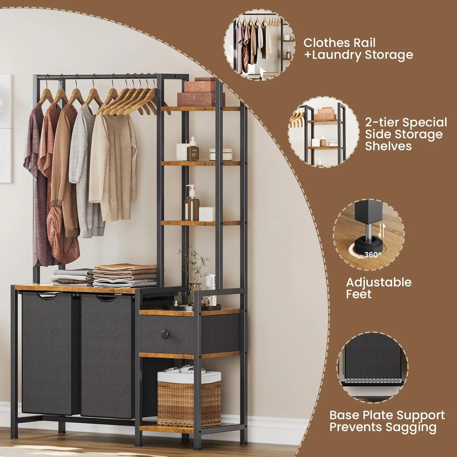 Simple large-capacity coat rack floor-to-ceiling home bedroom multi-function
