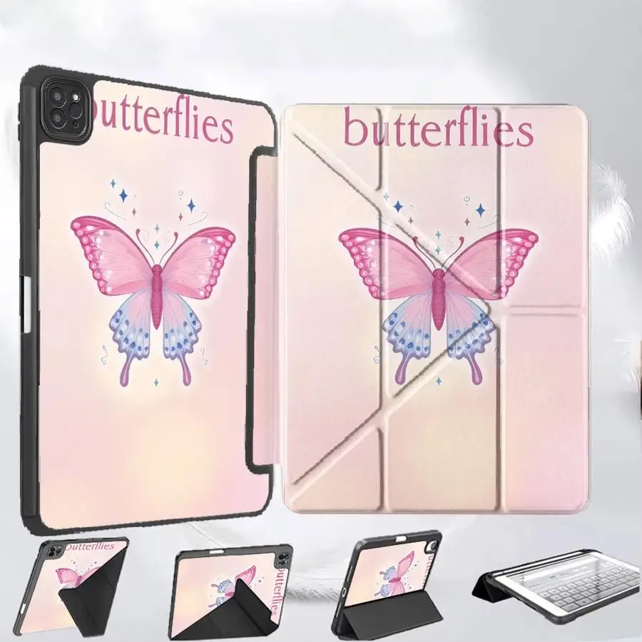 

Чехол-подставка для планшетов iPad Pro 2025, Pro 11-го, 10-го, 9-го, 8-го, 7-го поколений, 12.9 дюймов, Air 4, 5, M3, M2, M4, 11 дюймов, Mini 6, 7, с цветным рисунком бабочки