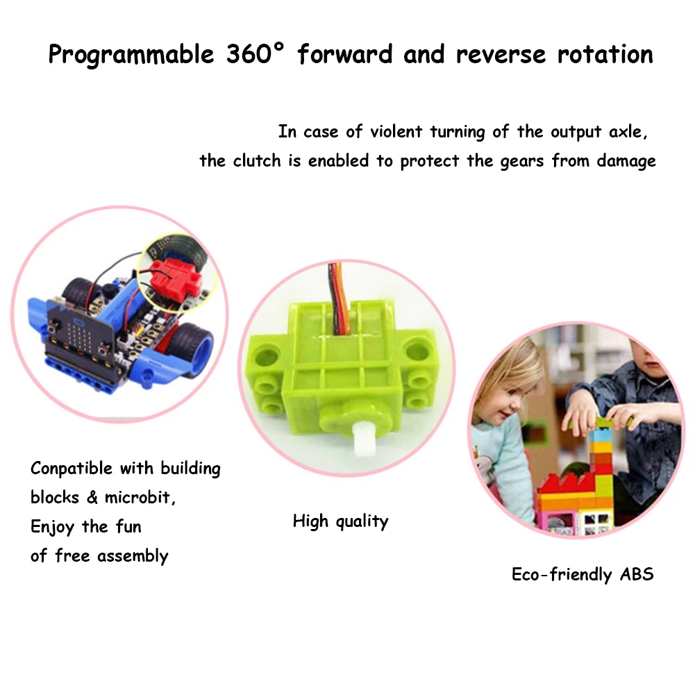 4pcs Geekservo 360 Degree Continuous Rotation Servo Wheel Compatible with Legoeds Building Blocks Micro:bit Robot Smart Car