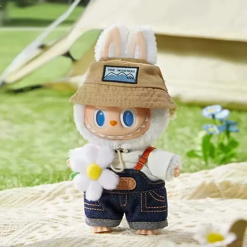 High Quality The Monsters Fall In Wild Spring Wild At Home Plush Vinyl Doll Backpack Pendant Decoration Keychain Denim Labubu image 5