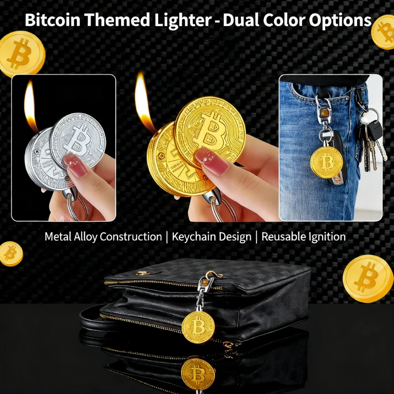 

Premium Creative Bitcoin Butane Lighter - New Mini Portable Refillable, Unique Men's Gift for Collectors & Daily Use
