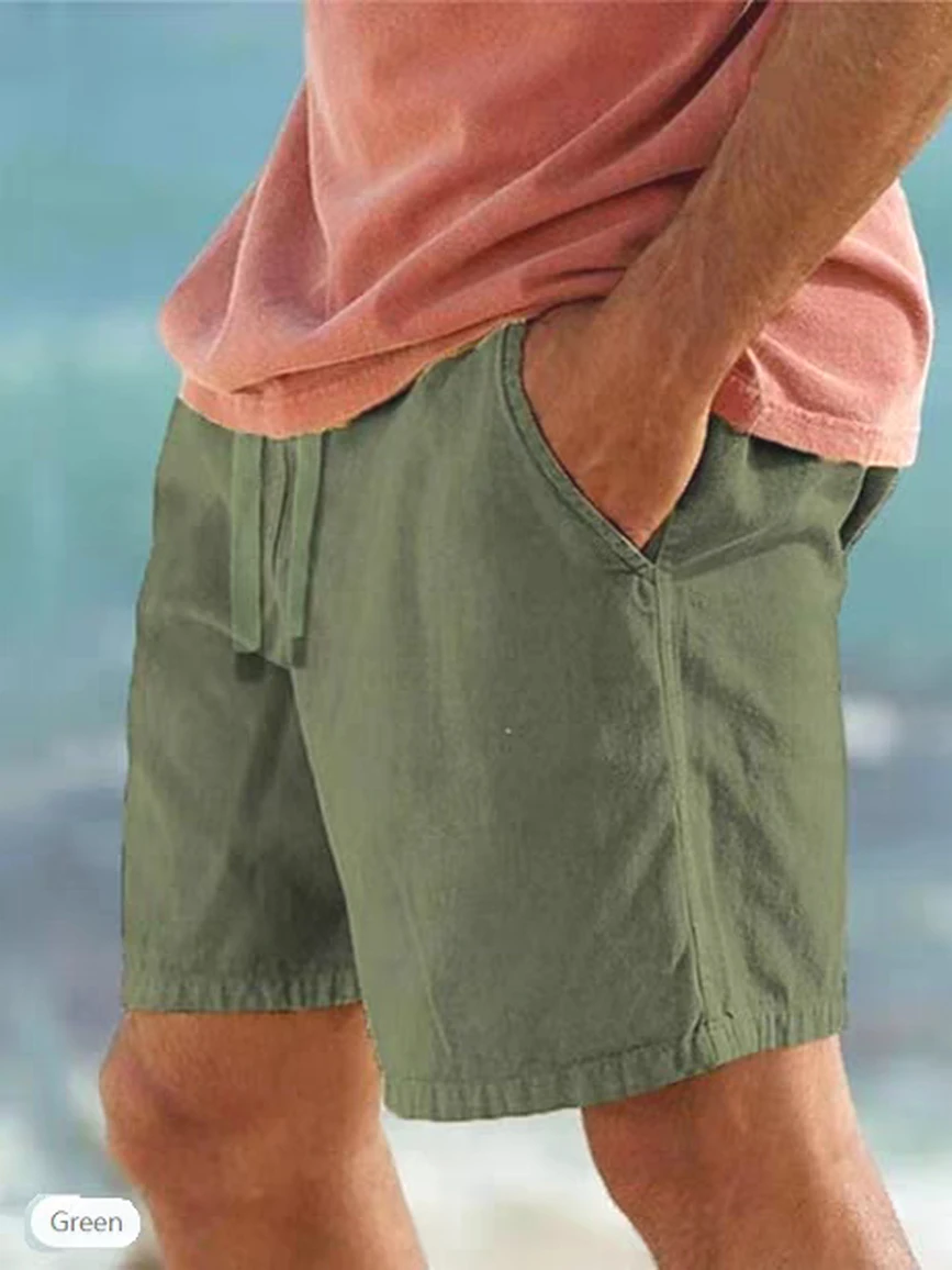 

Свободный крой, льняная хлопковая рабочая одежда, мужские тонкие дышащие повседневные свободные льняные брюки с пятью точками для занятий спортом на открытом воздухе и отдыха