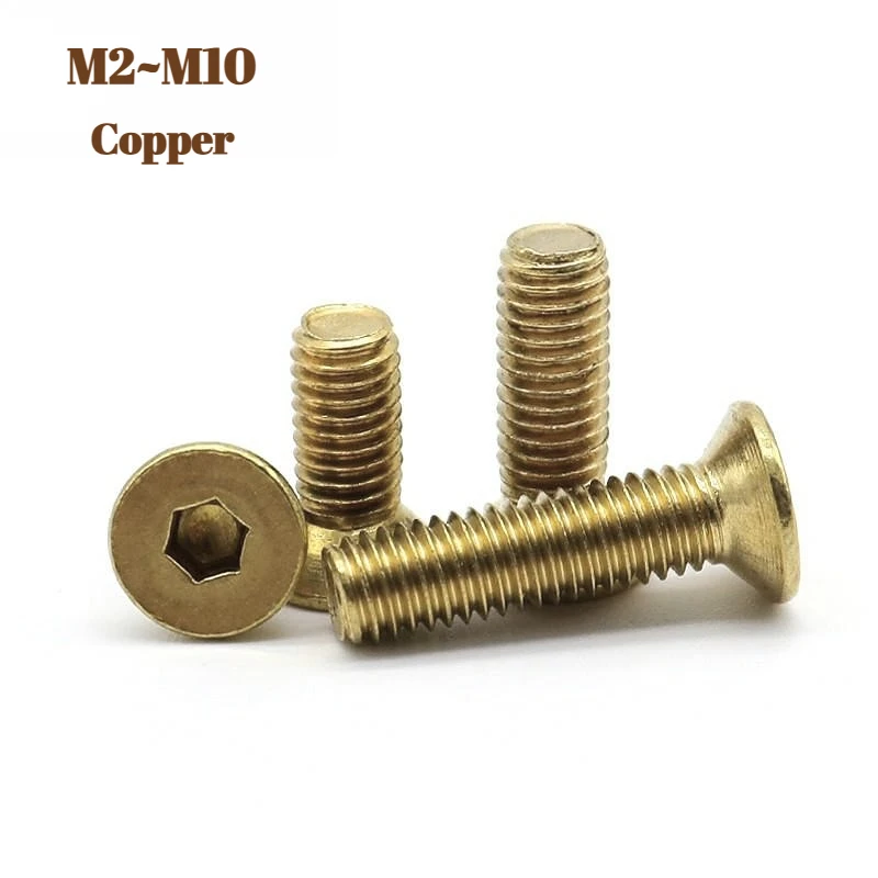 

Copper Countersunk head Hexagon Screw M2~M10 Flat head Hexagon Socket Bolt machine Screw