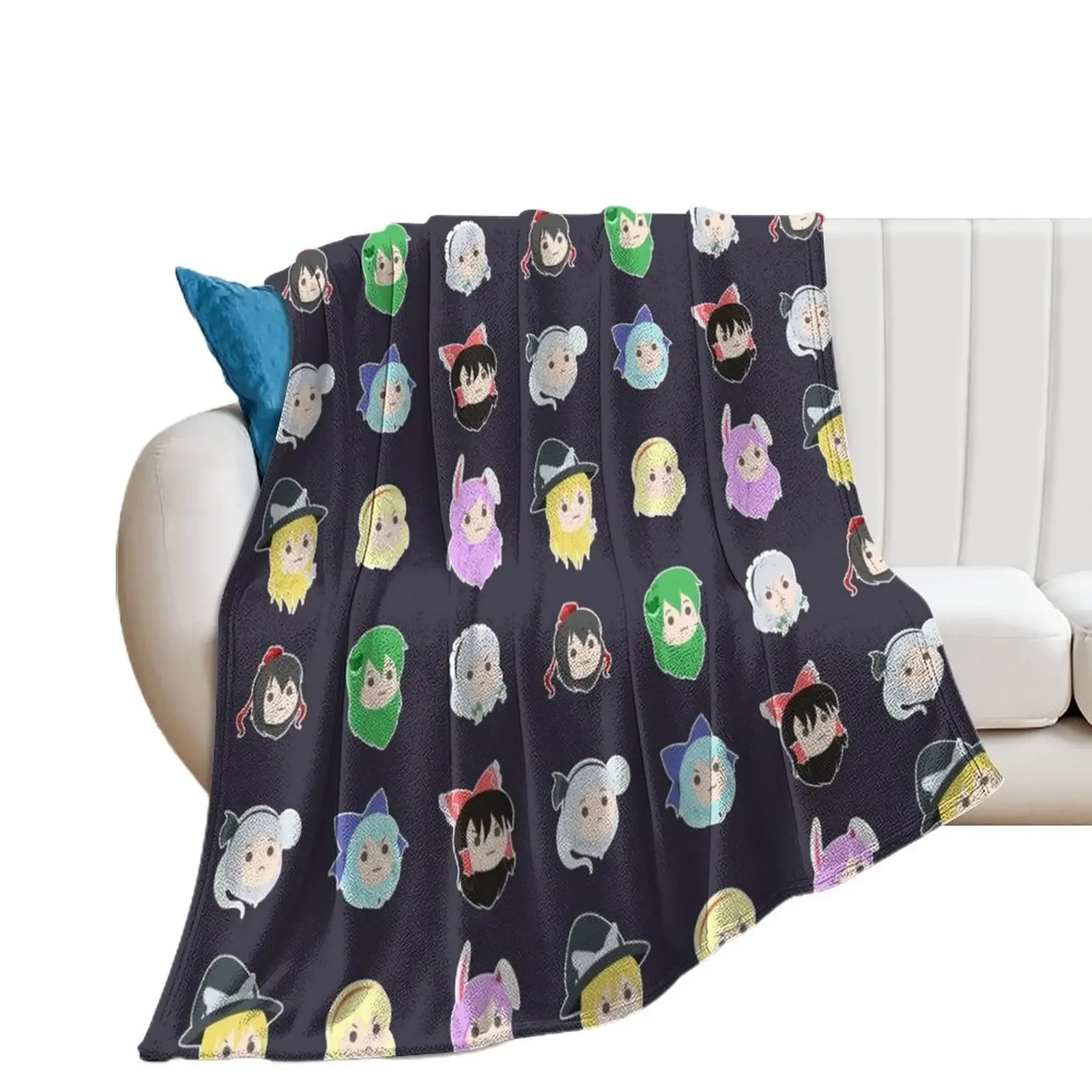 Touhou Headcuties [Estampado] (Transparent Version) Throw Blanket Picnic Comforter Blankets