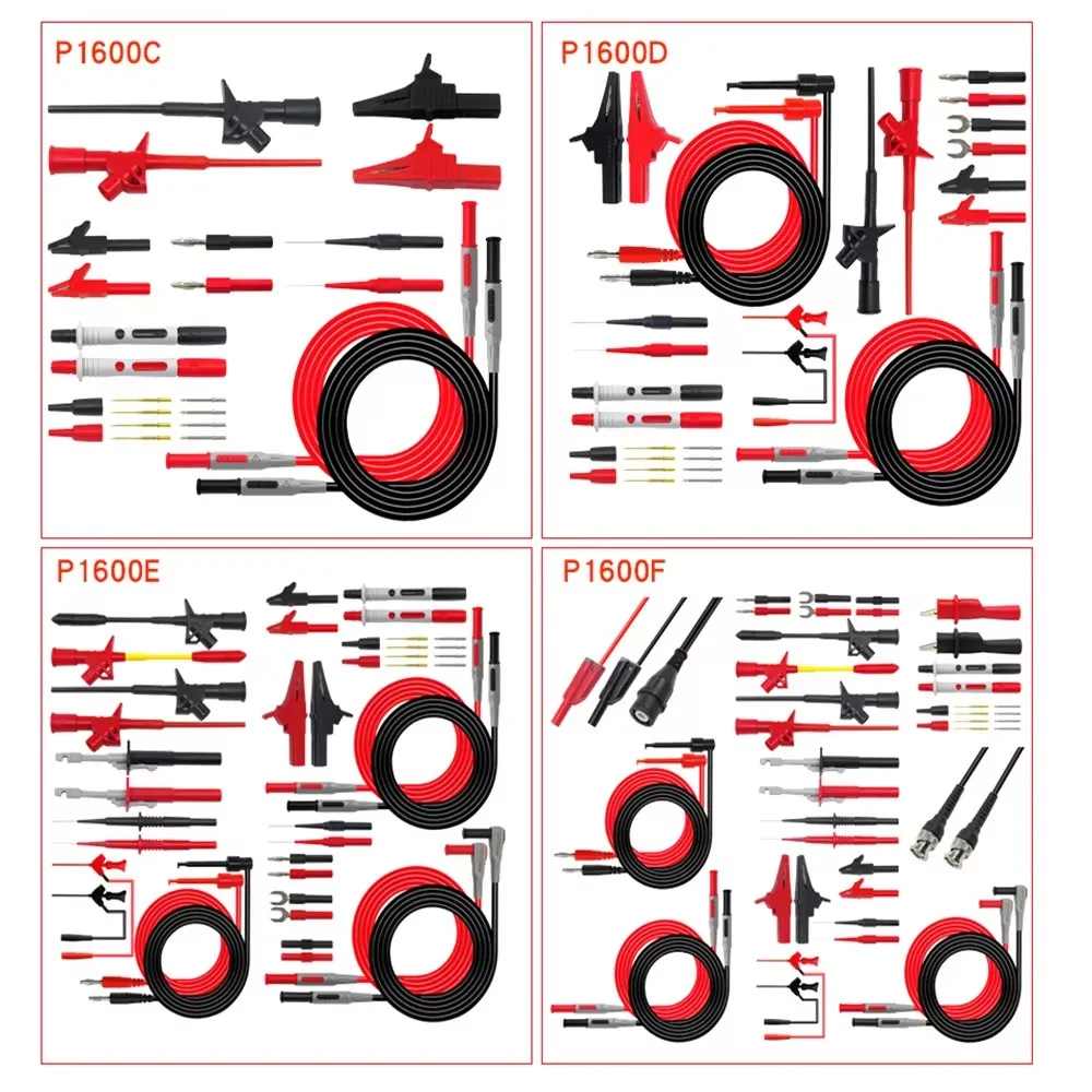 P1600A/B/C/D/E/F Series Multimeter Test Lead Kit High Quality BNC Cable Probe IC Hook Automotive Repair Tool Set